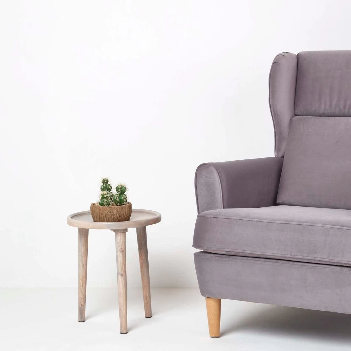 Echinocactus Artificial Cactus In Round Wooden Planter, 15 Cm Tall - Image 2