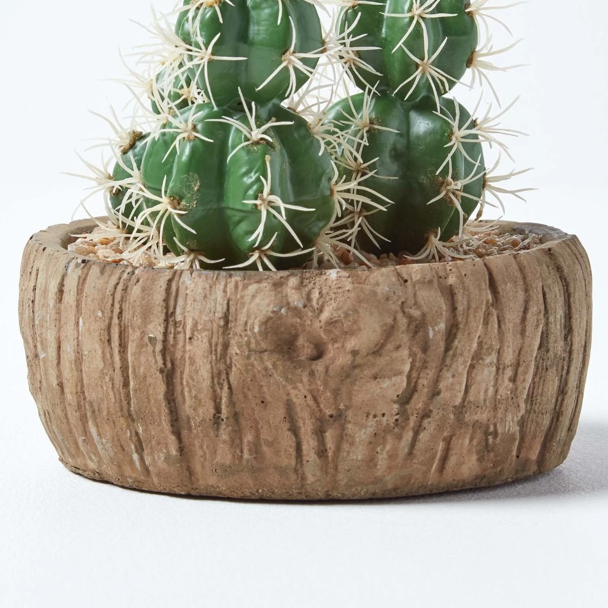 Echinocactus Artificial Cactus In Round Wooden Planter, 15 Cm Tall - Image 4