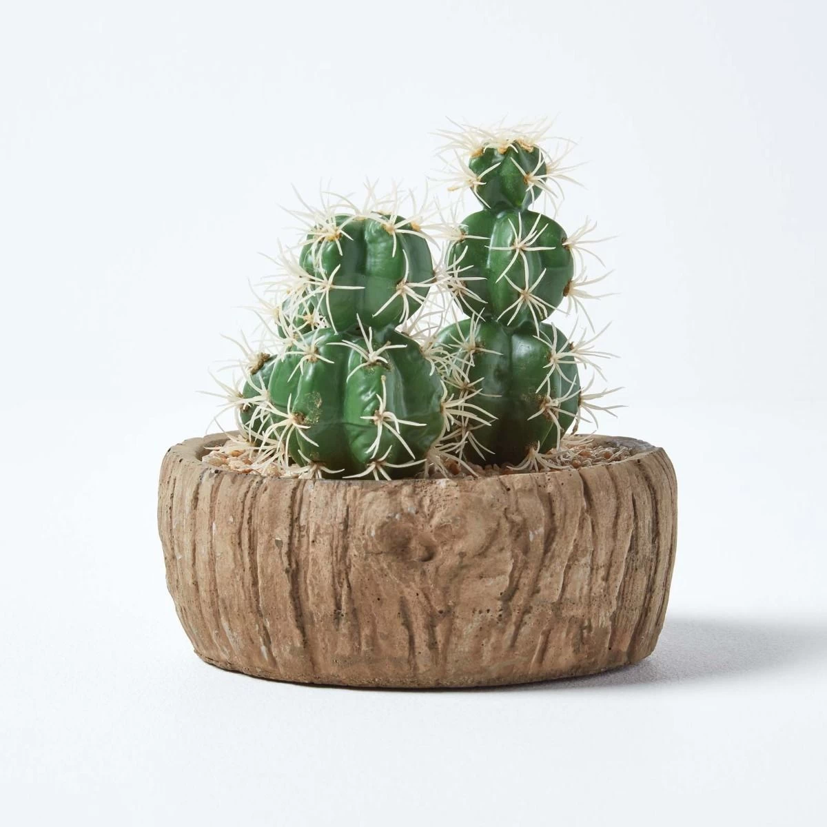Echinocactus Artificial Cactus In Round Wooden Planter, 15 Cm Tall - Image 6