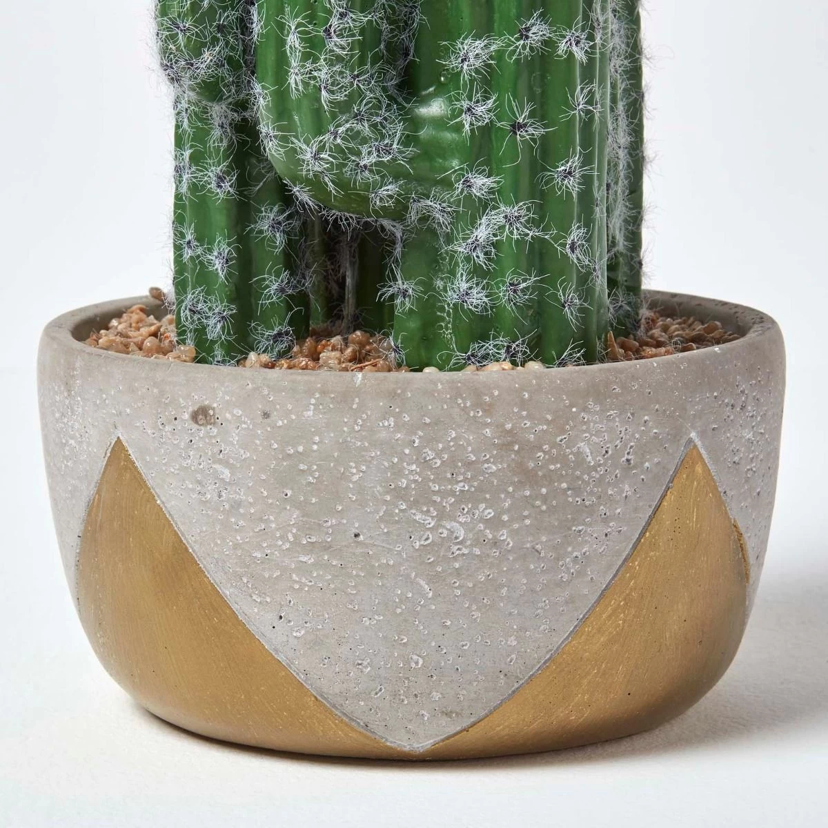 Saguaro Artificial Cactus In Geometric Stone Pot, 51 Cm Tall - Image 3