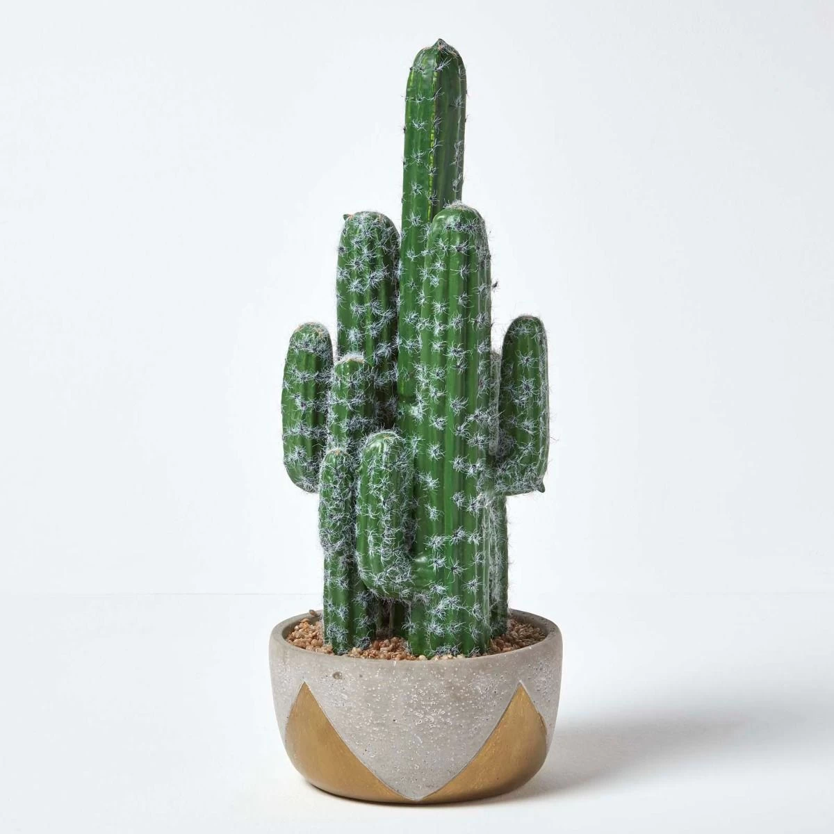 Saguaro Artificial Cactus In Geometric Stone Pot, 51 Cm Tall - Image 5