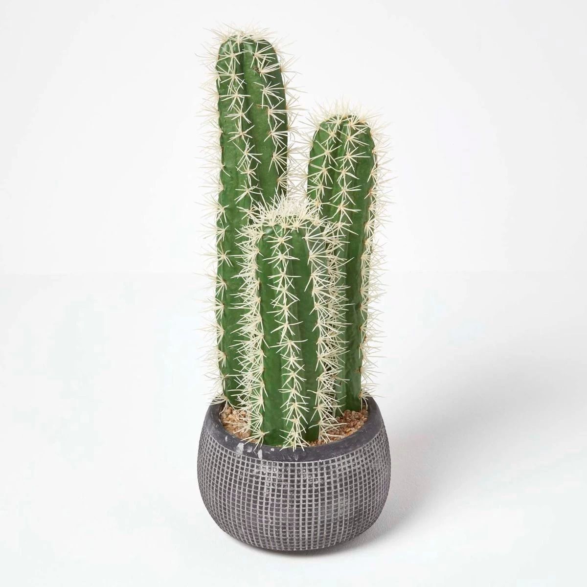 Artificial Columnar Cactus In Textured Stone Grey Pot, 53 Cm Tall