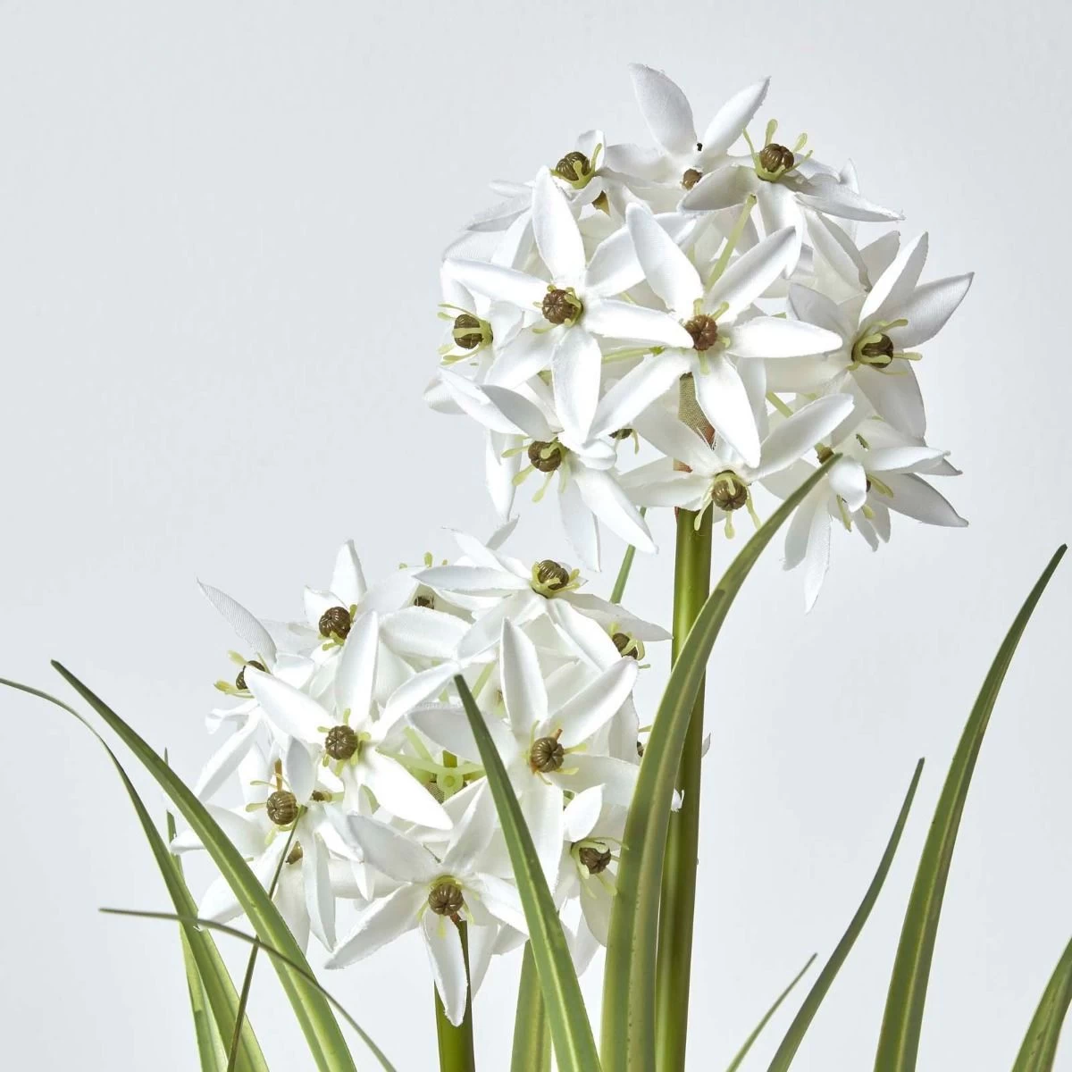 Artificial White Allium Plant In Rustic Grey Zinc Pot, 84 Cm Tall - Image 4