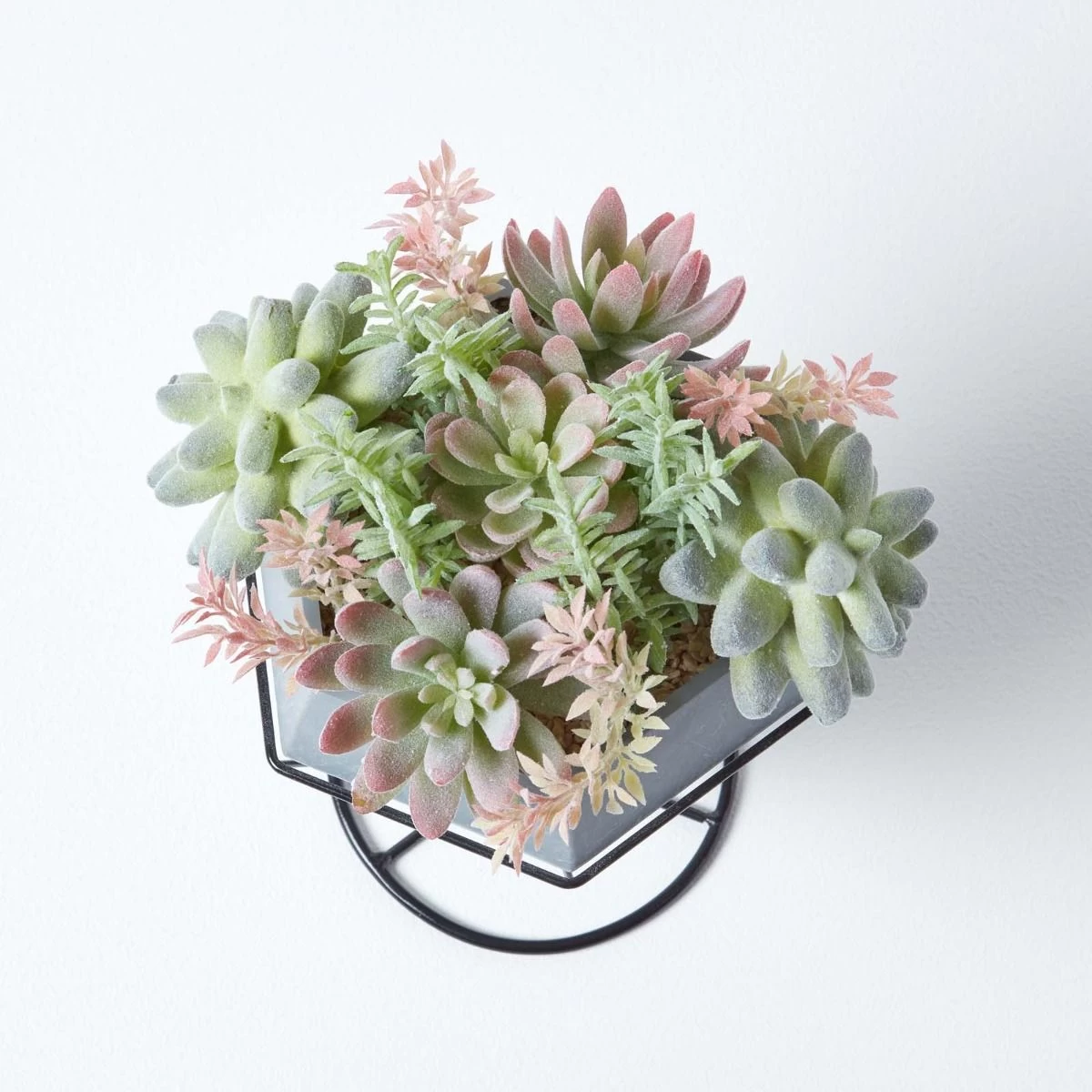 Artificial Cactus And Succulent Arrangement In Decorative Geometric Grey Pot, 31 Cm Tall - Image 3