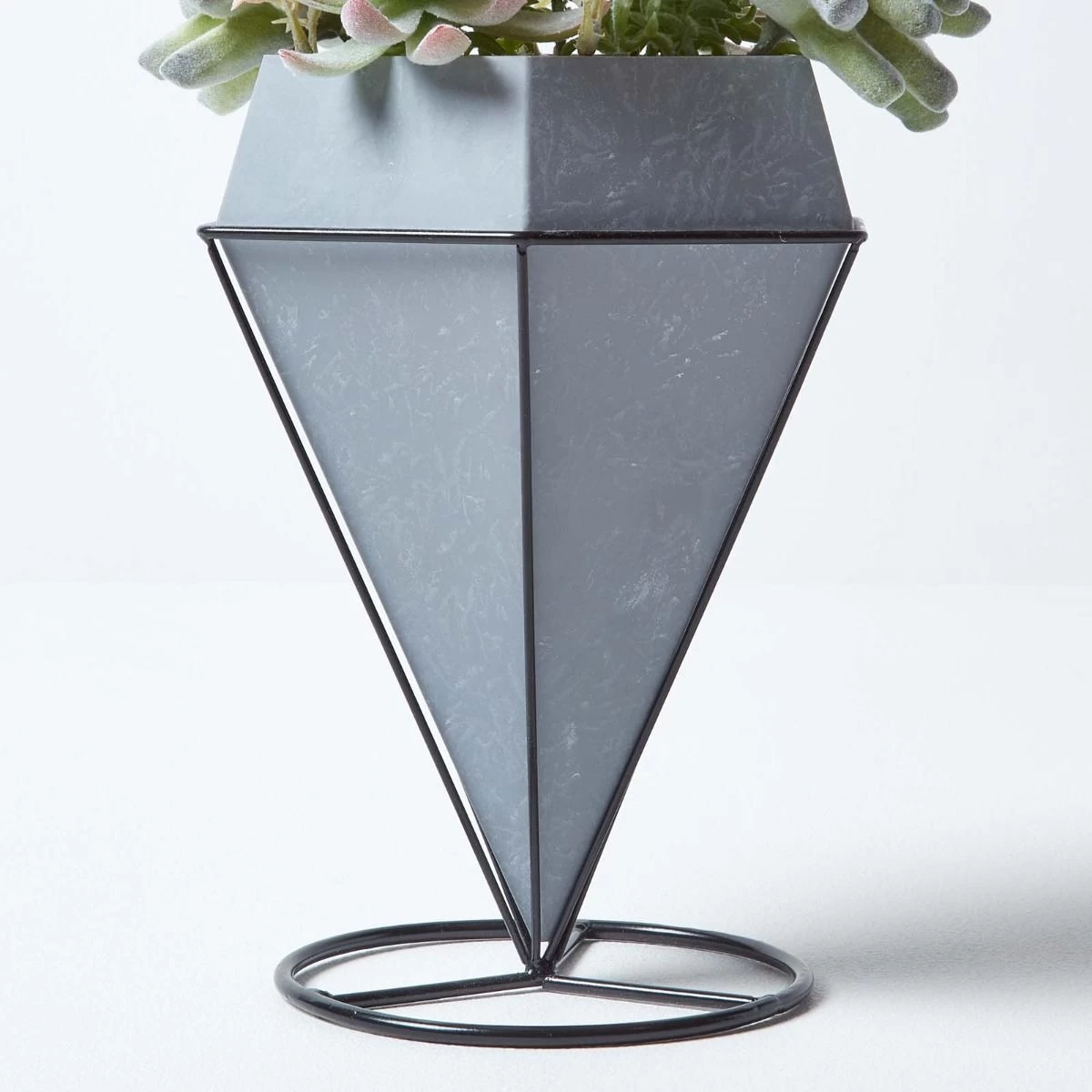 Artificial Cactus And Succulent Arrangement In Decorative Geometric Grey Pot, 31 Cm Tall - Image 4
