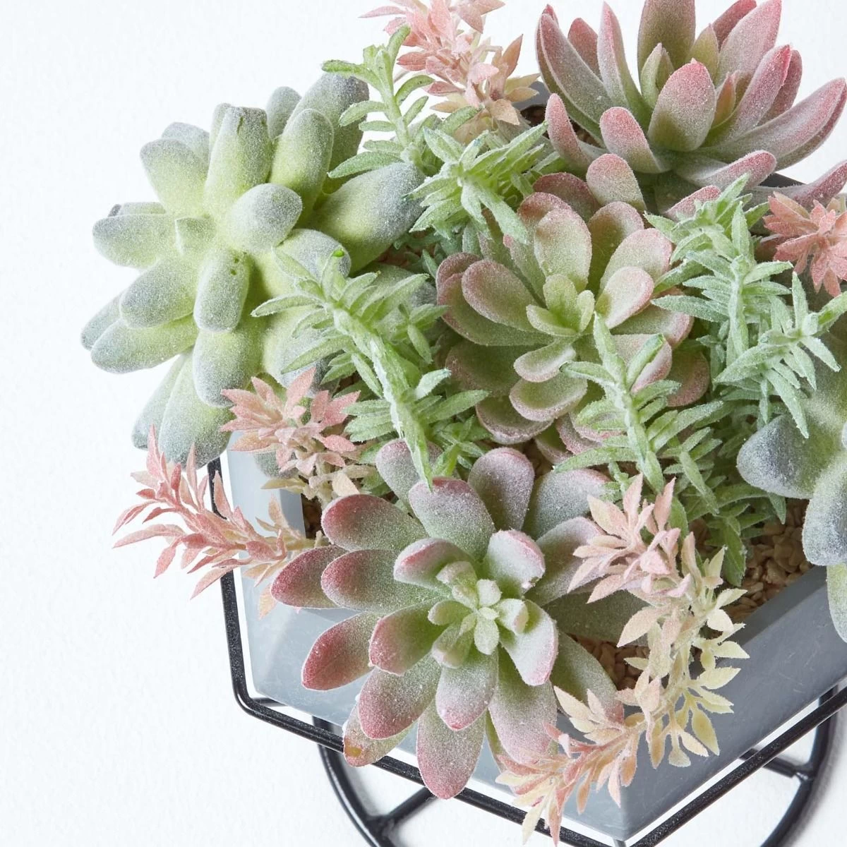 Artificial Cactus And Succulent Arrangement In Decorative Geometric Grey Pot, 31 Cm Tall - Image 5