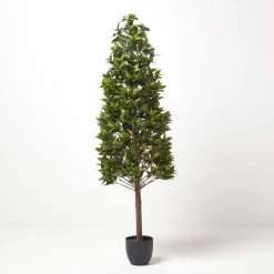 Green Artificial Bay Topiary Tree In Pyramid Shape, 5 Ft Tall