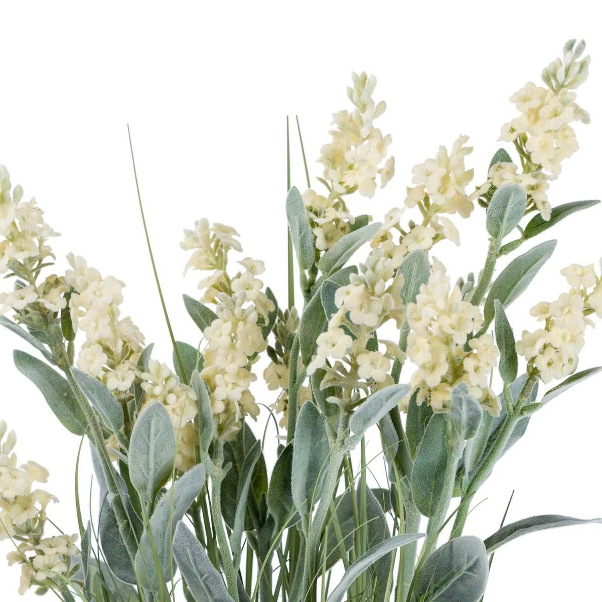 Artificial White Lavender Plant In Decorative Metallic Ceramic Pot, 66 Cm Tall - Image 2