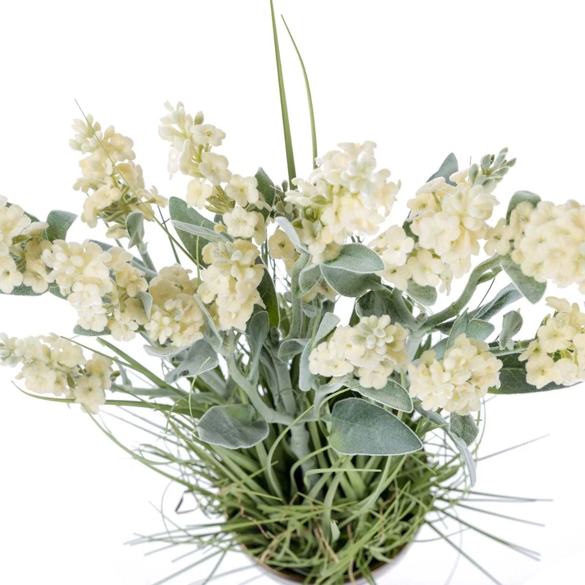 Artificial White Lavender Plant In Decorative Metallic Ceramic Pot, 66 Cm Tall - Image 5