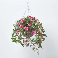 White, Orange And Pink Impatiens Hanging Basket, 85 Cm