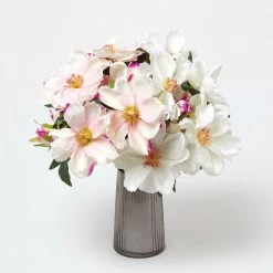 Set Of 2 Pink And Cream Artificial Magnolia Bouquet Arrangements