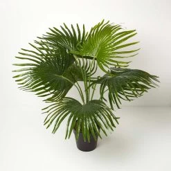 Artificial Fan Palm Tree In Pot, 80 Cm Tall