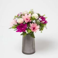 White Rose & Pink Lotus Flower Bouquet