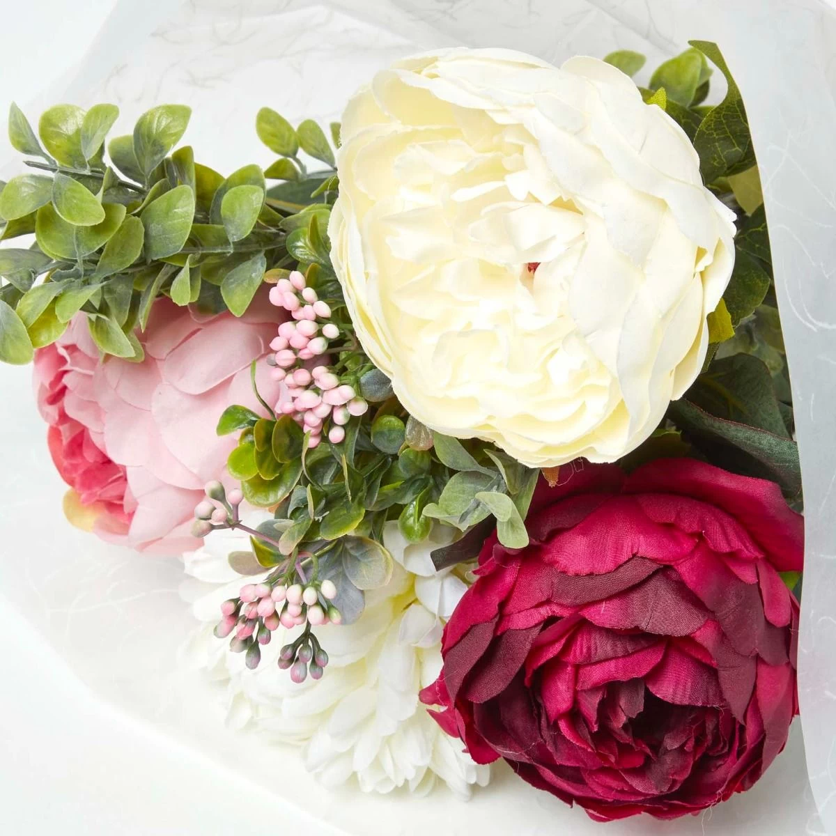 Peony & Pom Cream And Pink Artificial Bouquet - Image 6