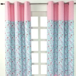 Birds And Flowers Ready Made Eyelet Curtain Pair