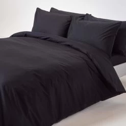 Black Egyptian Cotton Duvet Cover With Pillowcases 200 Thread Count