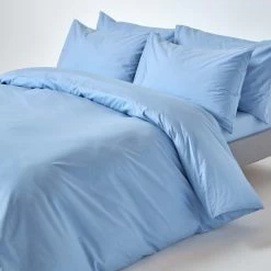 Blue Egyptian Cotton Duvet Cover With Pillowcases 200 Thread Count