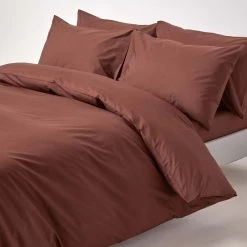 Chocolate Egyptian Cotton Duvet Cover With Pillowcases 200 Thread Count