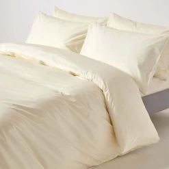Cream Egyptian Cotton Duvet Cover With Pillowcases 200 Thread Count