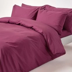 Plum Egyptian Cotton Duvet Cover With Pillowcases 200 Thread Count