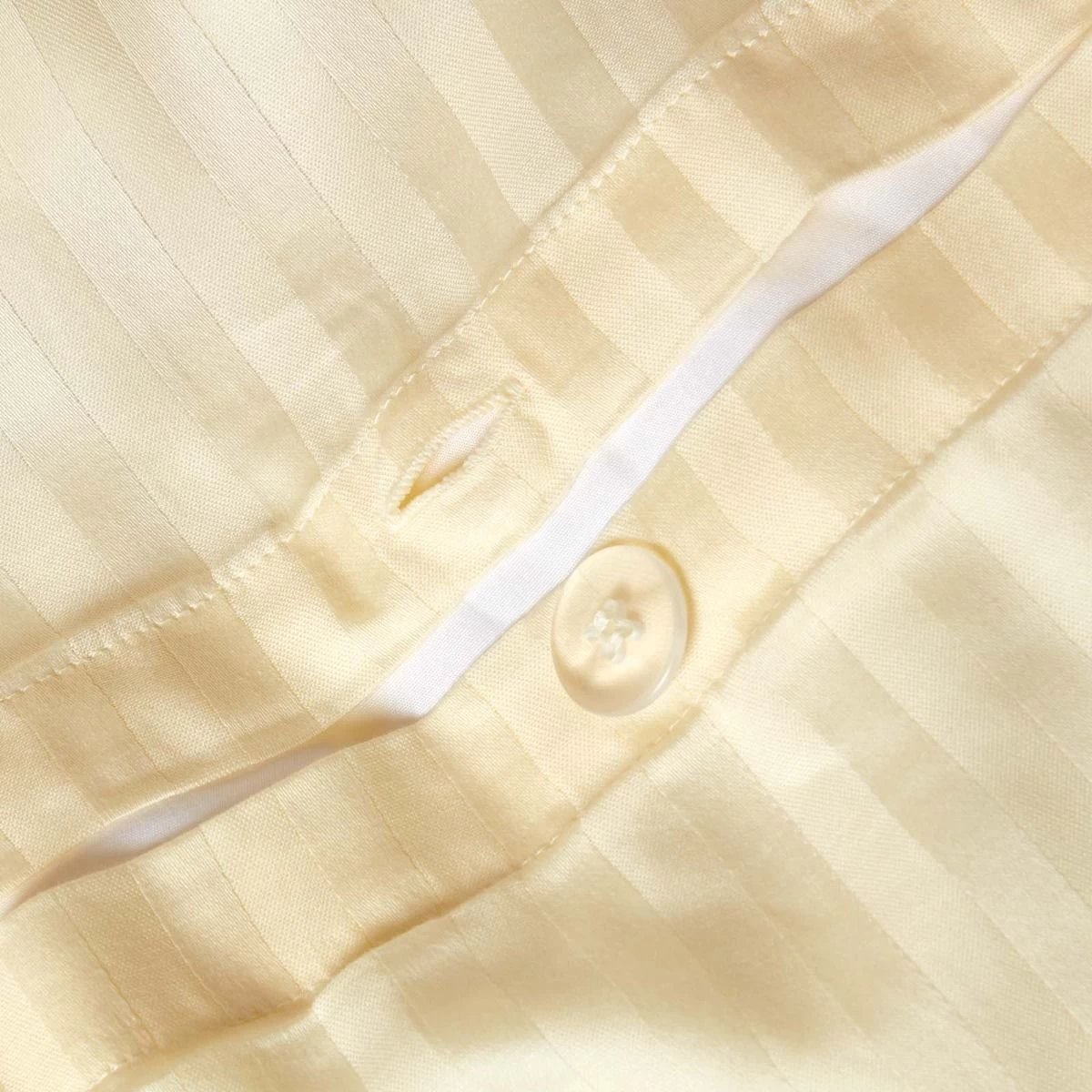 Pastel Yellow Egyptian Cotton Stripe Duvet Cover And Pillowcases 330 TC - Image 3