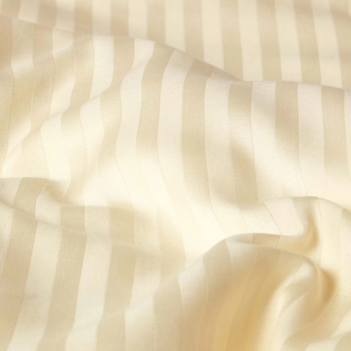 Pastel Yellow Egyptian Cotton Stripe Duvet Cover And Pillowcases 330 TC - Image 4