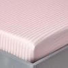 Pink Egyptian Cotton Satin Stripe Fitted Sheet 330 Thread Count
