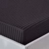 Black Egyptian Cotton Satin Stripe Fitted Sheet 330 Thread Count