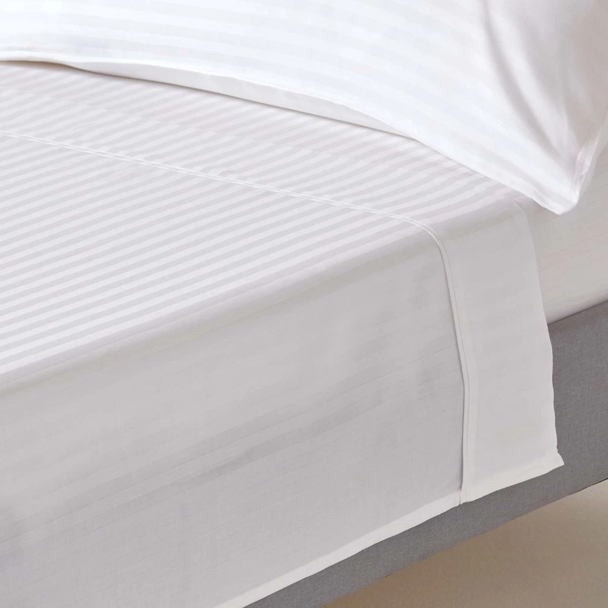 White Egyptian Cotton Satin Stripe Flat Sheet 330 Thread Count