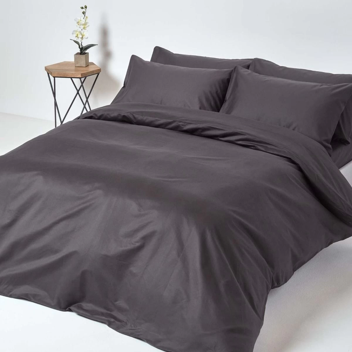 Dark Charcoal Grey Egyptian Cotton Deep Fitted Sheet 1000 TC - Image 3