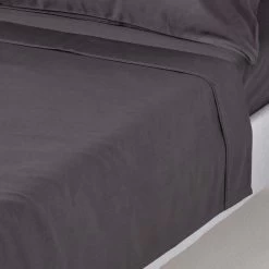 Dark Charcoal Grey Egyptian Cotton Flat Sheet 1000 Thread Count