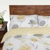 Lemon, White And Grey Floral Duvet Cover Set