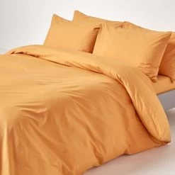 Mustard Yellow Egyptian Cotton Duvet Cover With Pillowcases 200 Thread Count