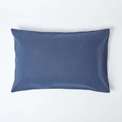 Navy Blue Linen Housewife Pillowcase, King