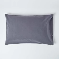Dark Grey Linen Housewife Pillowcase, King