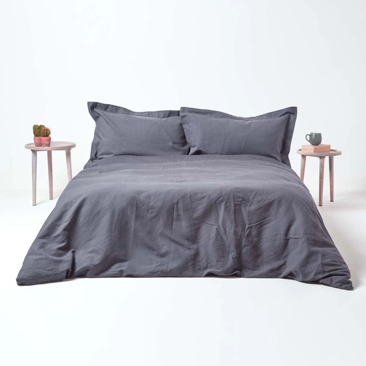 Dark Grey Linen Oxford Pillowcase, King - Image 5