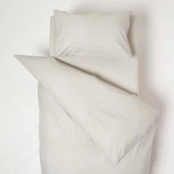 Grey Cotton Cot Bed Duvet Cover Set 200 Thread Count