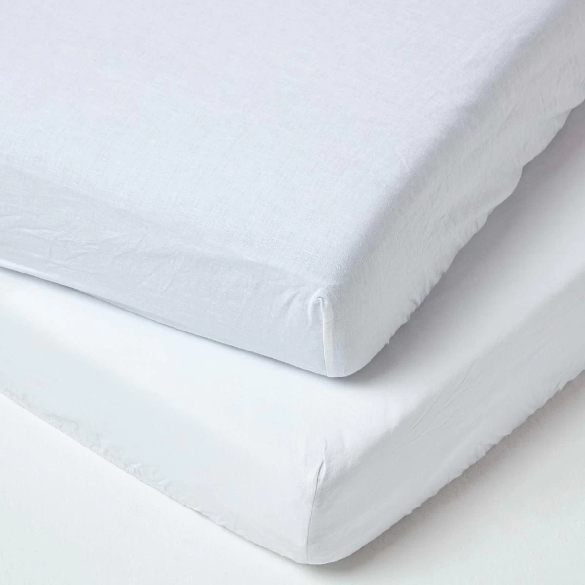 White Linen Cot Bed Fitted Sheets 70 X 140 Cm, Pack Of 2