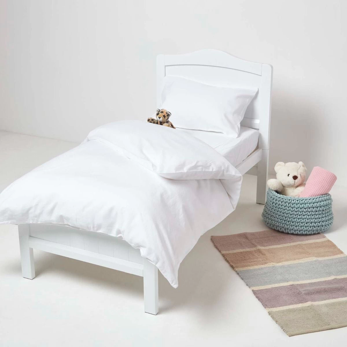 White Linen Cot Bed Fitted Sheets 70 X 140 Cm, Pack Of 2 - Image 2