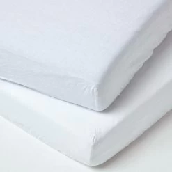 White Linen Fitted Cot Sheet 60 X 120 Cm, Pack Of 2