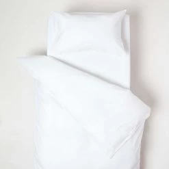White Linen Cot Bed Duvet Cover Set 120 X 150 Cm