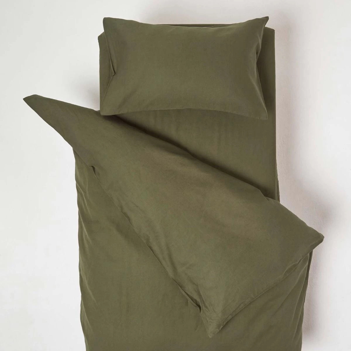 Green Linen Cot Bed Duvet Cover Set 120 X 150 Cm