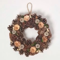 Pinecone Gold Wreath With LED Lights