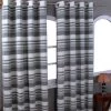 Cotton Morocco Striped Monochrome Curtain Pair