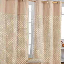 Cotton Stars Beige Ready Made Eyelet Curtain Pair