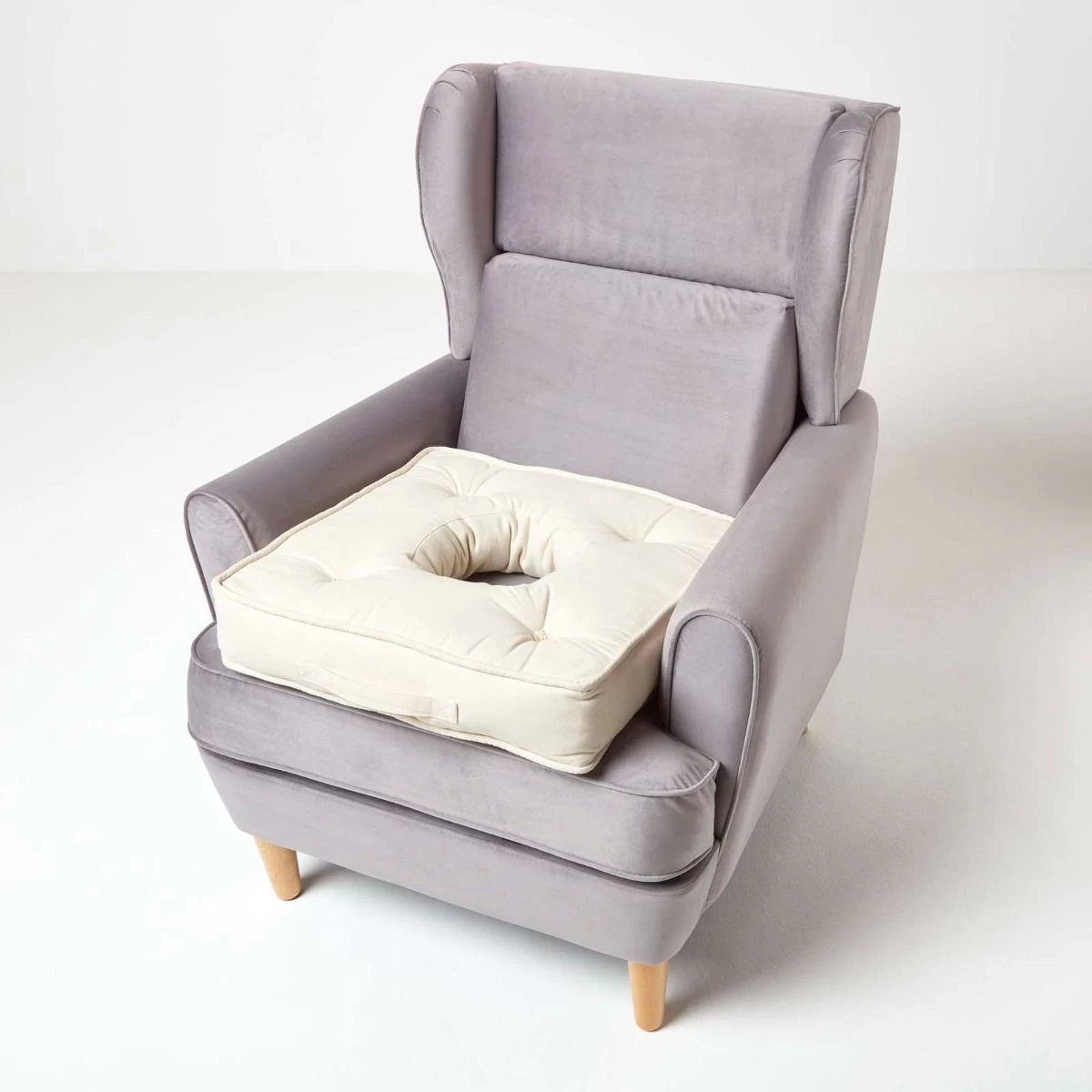 Cream Orthopaedic Cotton Armchair Booster Cushion - Image 6