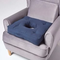 Navy Blue Orthopaedic Cotton Armchair Booster Cushion