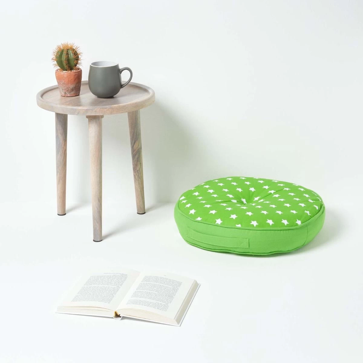 Green Stars Round Floor Cushion - Image 2