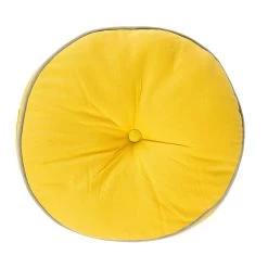 Yellow And Grey Round Floor Cushion