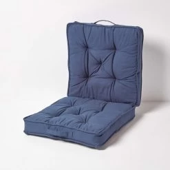 Navy Cotton Travel Support Booster Cushion